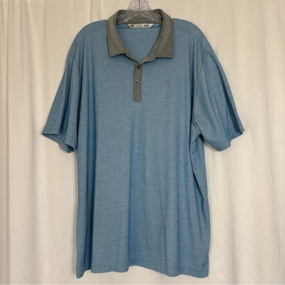 Travis Mathew Men's XXL Preppy Polo Shirt Blue‎ Gray Short Sleeve Golf Casual - Picture 2 of 8